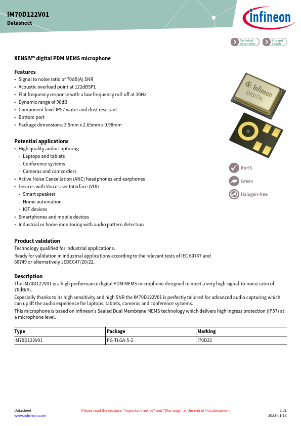 IM70D122V01 Datasheet Preview