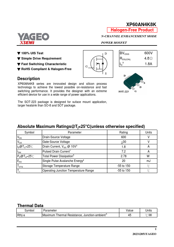 XP60AN4K8K Datasheet Preview
