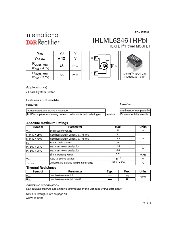 IRLML6246 Datasheet Preview
