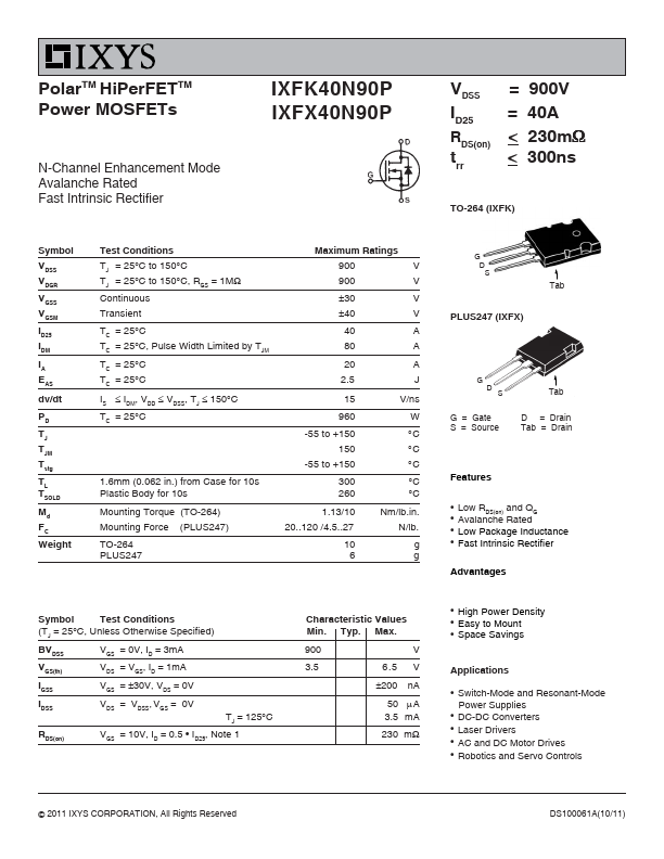 IXFX40N90P