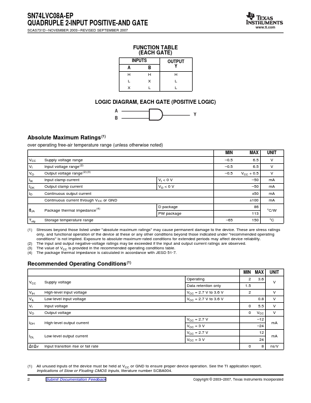 SN74LVC08A-EP