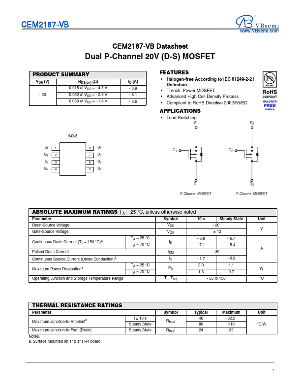 CEM2187 Datasheet Preview