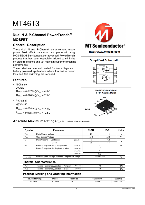 MT4613 Datasheet Preview