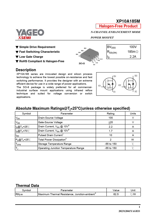 XP10A185M Datasheet Preview