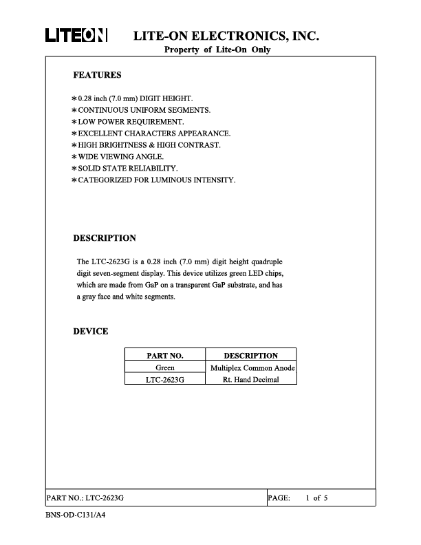 LTC-2623G Datasheet Preview