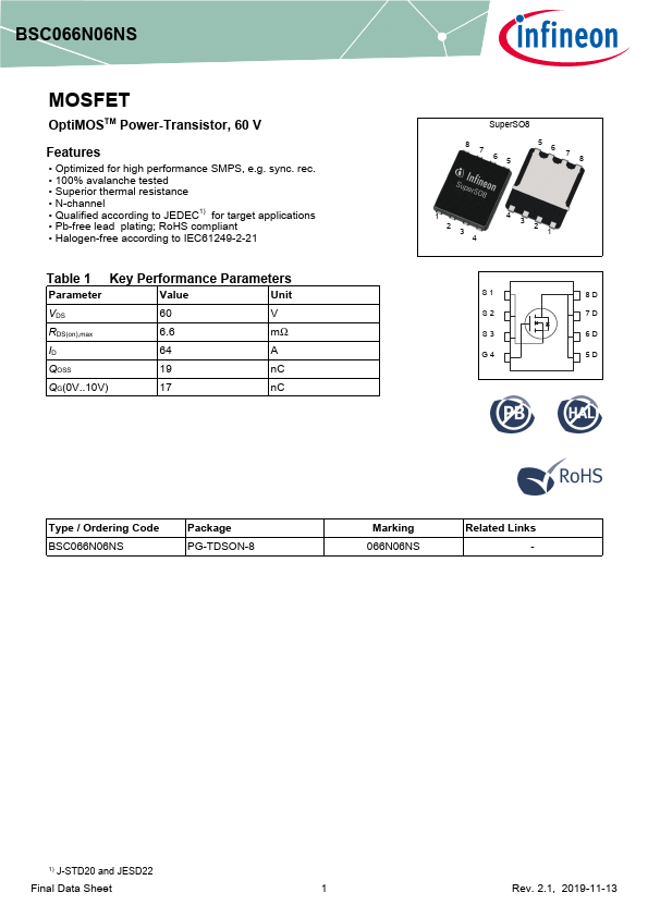 BSC066N06NS Datasheet Preview