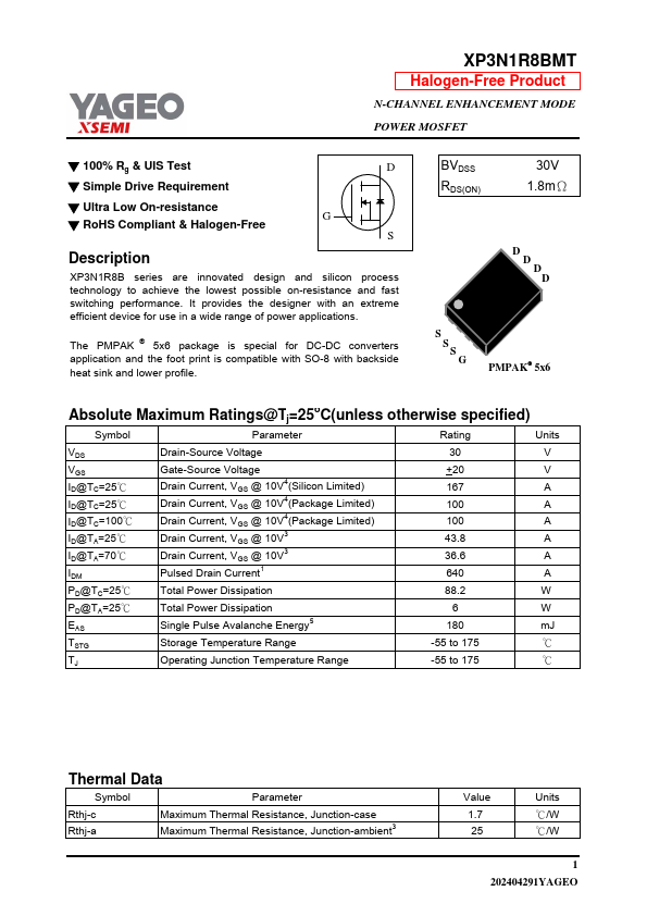 XP3N1R8BMT Datasheet Preview