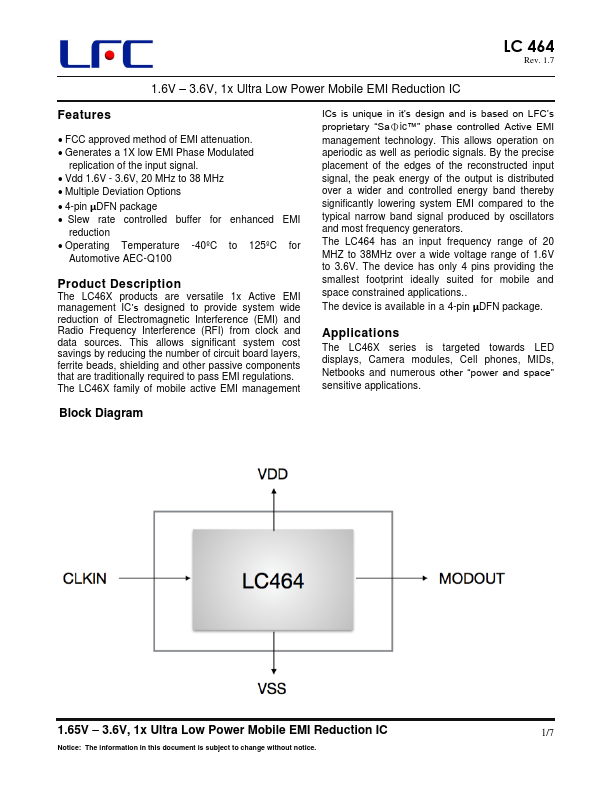 LC464 Datasheet Preview