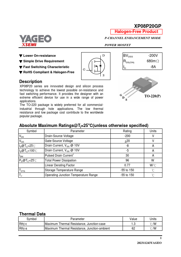 XP08P20GP Datasheet Preview