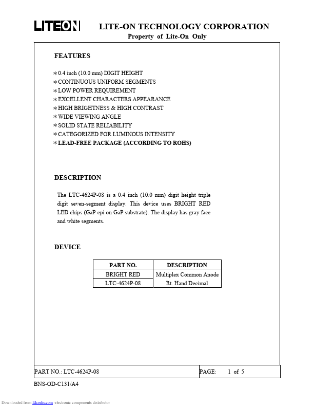 LTC-4624P-08 Datasheet Preview