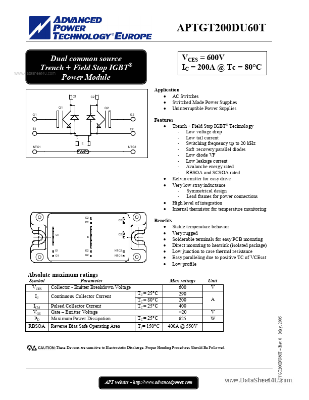 APTGT200DU60T