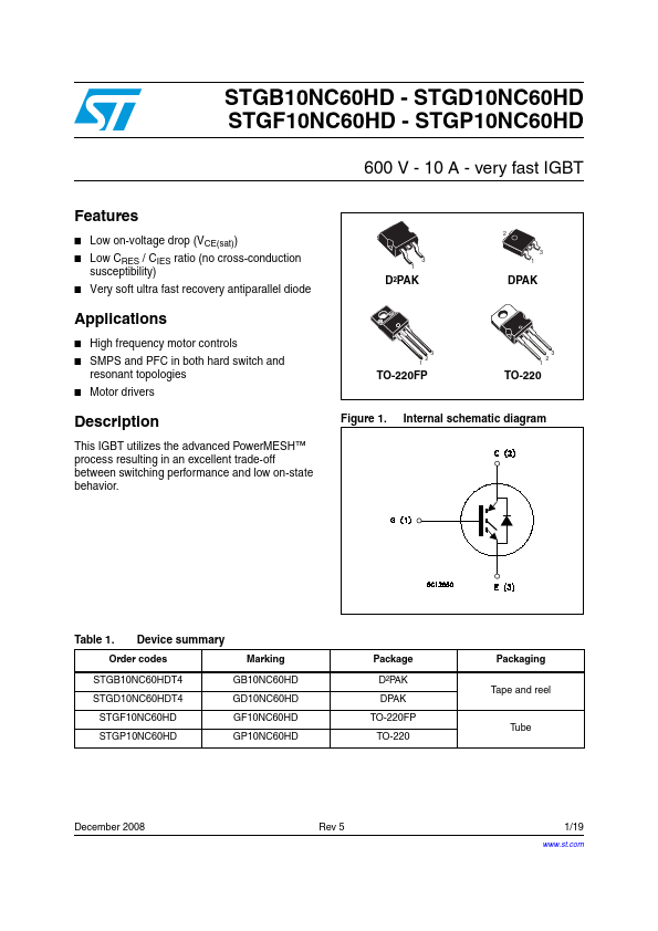 STGB10NC60HD