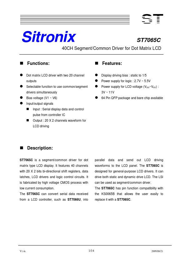 ST7065C Datasheet Preview