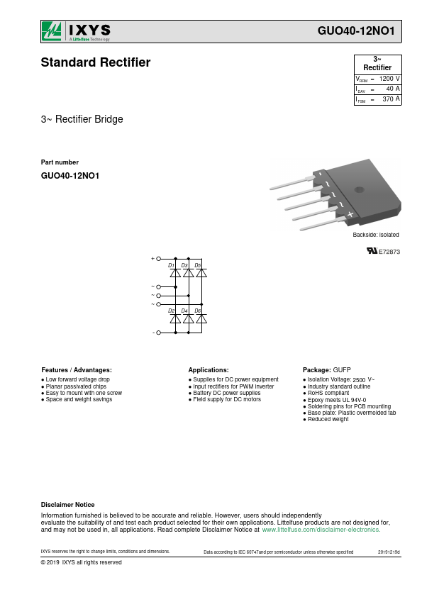 GUO40-12NO1 Datasheet Preview