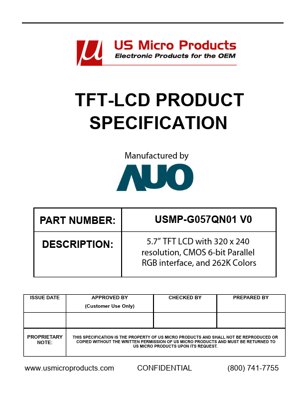 USMP-G057QN01 Datasheet Preview