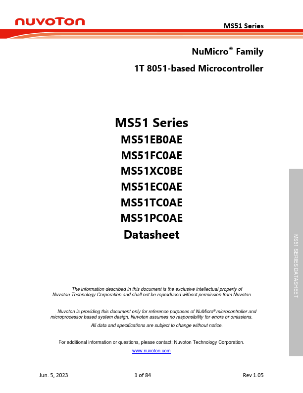MS51XC0BE Datasheet Preview