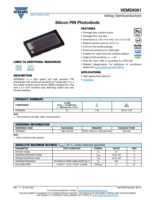 VEMD8081 Datasheet Preview