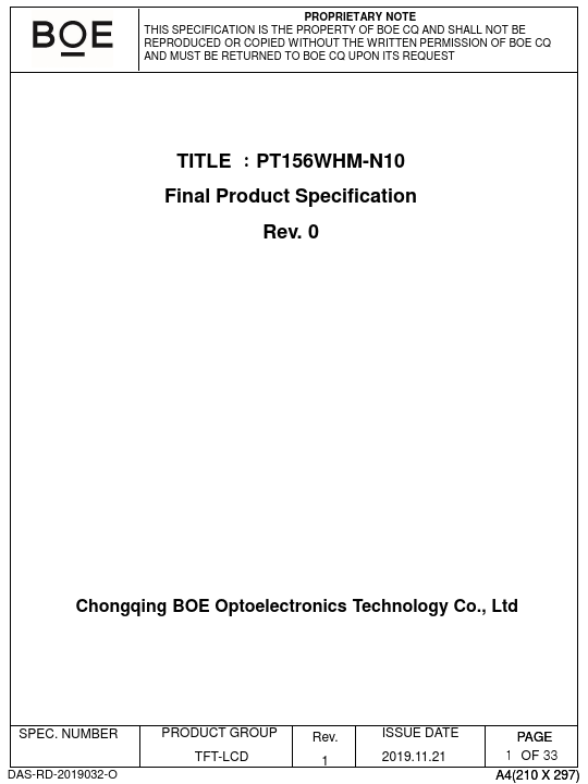 PT156WHM-N10 Datasheet Preview
