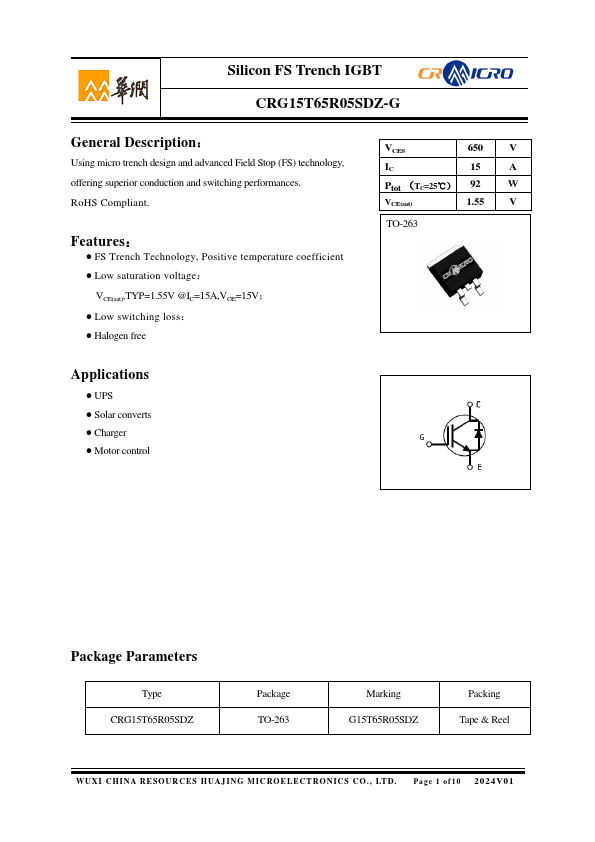 CRG15T65R05SDZ-G Datasheet Preview