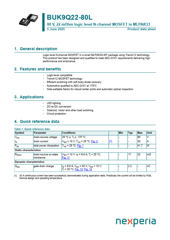 BUK9Q22-80L Datasheet Preview
