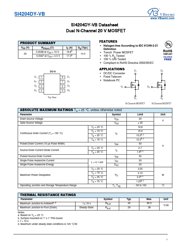 SI4204DY Datasheet Preview