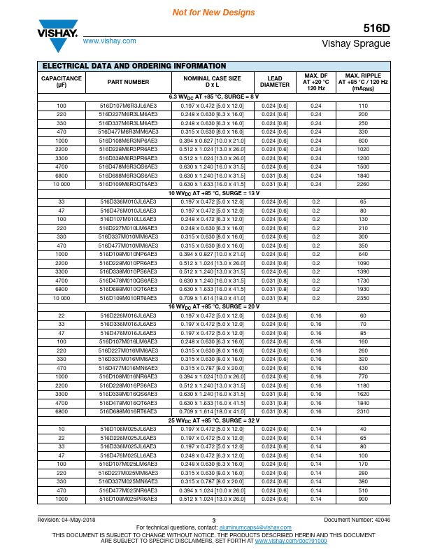 516D107M025LM6AE3