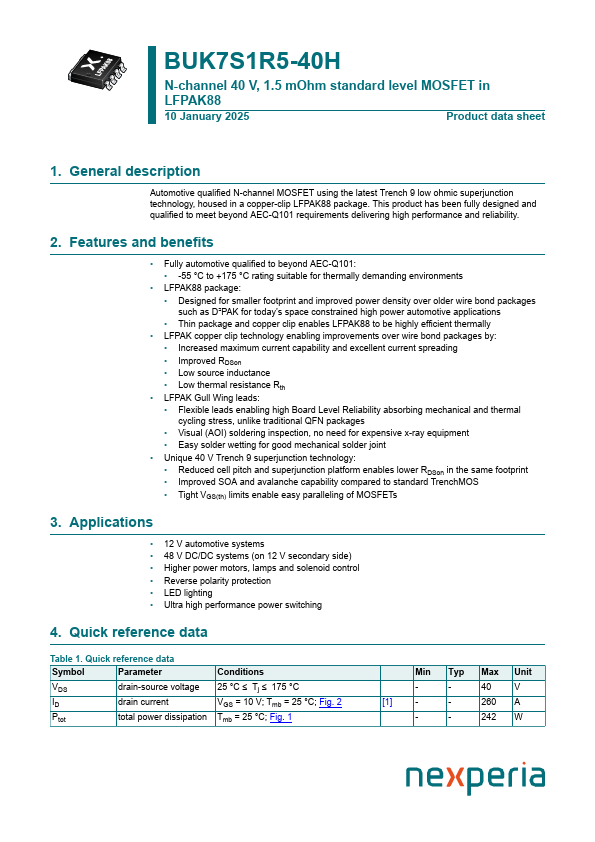BUK7S1R5-40H Datasheet Preview