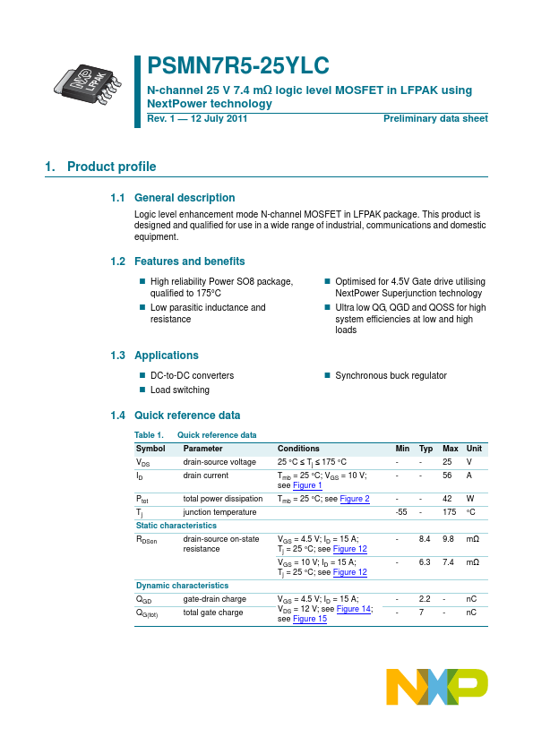 PSMN7R5-25YLC