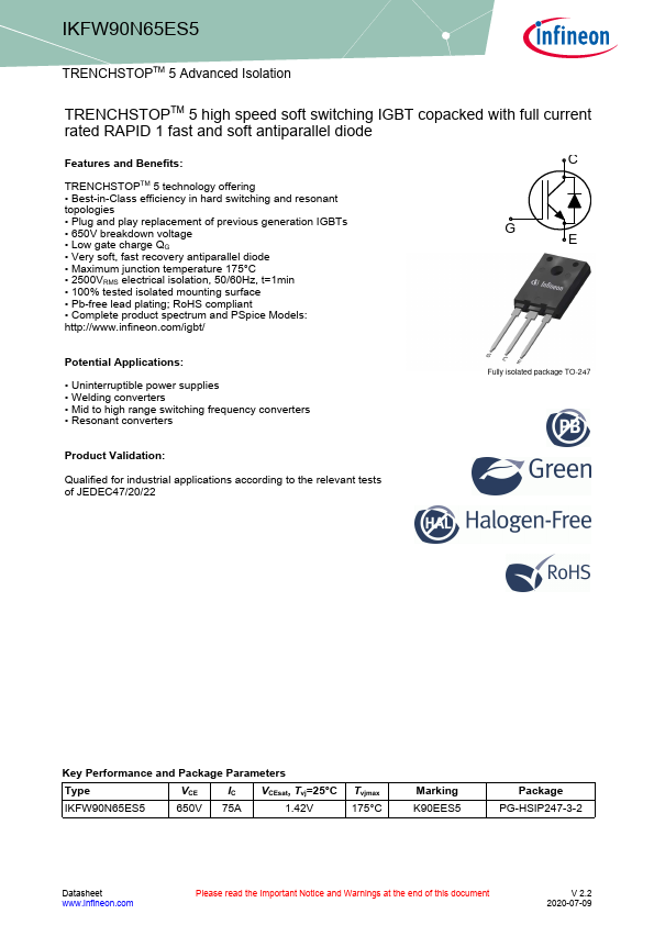 IKFW90N65ES5 Datasheet Preview