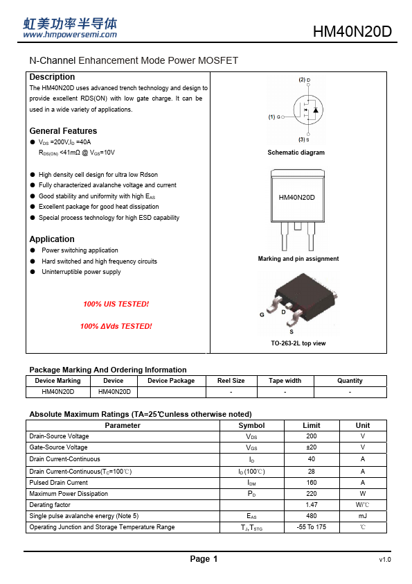 HM40N20D Datasheet Preview