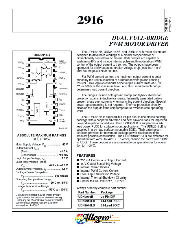 UDN2916B datasheet page 1 preview