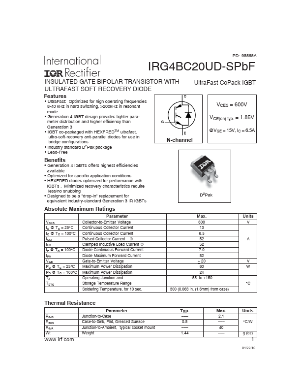IRG4BC20UD-S Datasheet Preview