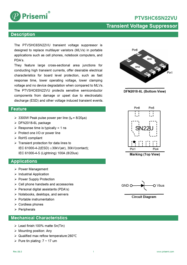 PTVSHC6SN22VU Datasheet Preview