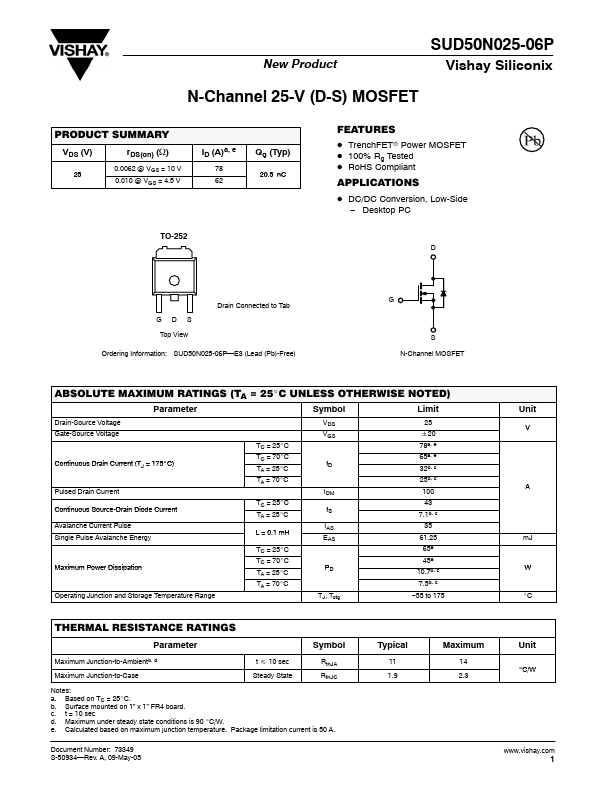 SUD50N025-06P