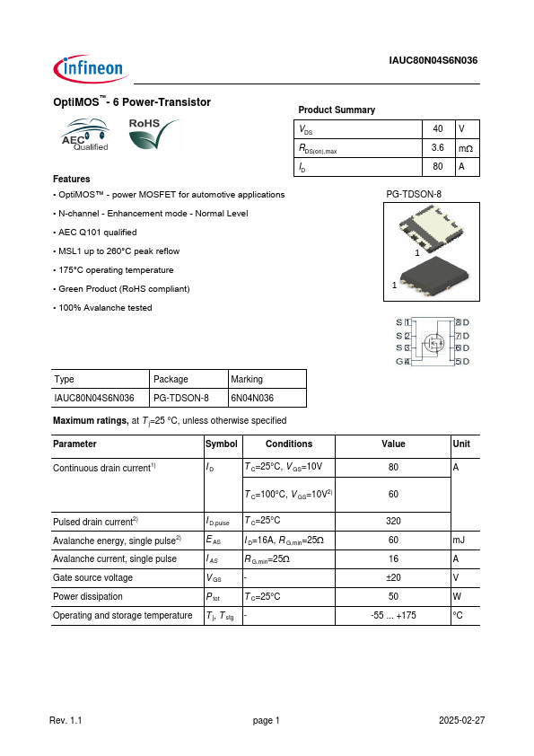 IAUC80N04S6N036 Datasheet Preview