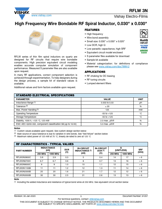 RFLW3N3000B Datasheet Preview