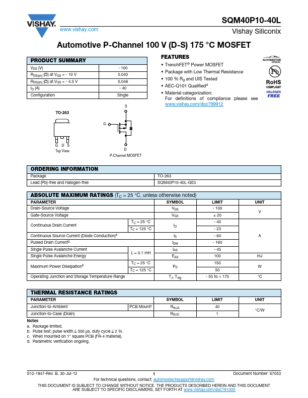 SQM40P10-40L