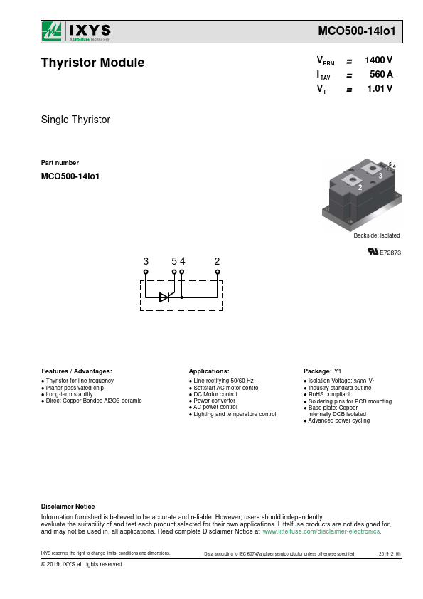 MCO500-14io1 Datasheet Preview