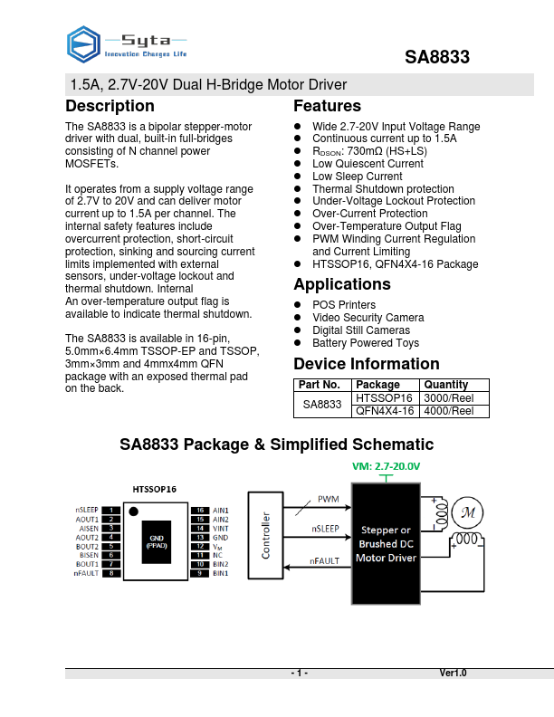 SA8833 Datasheet Preview