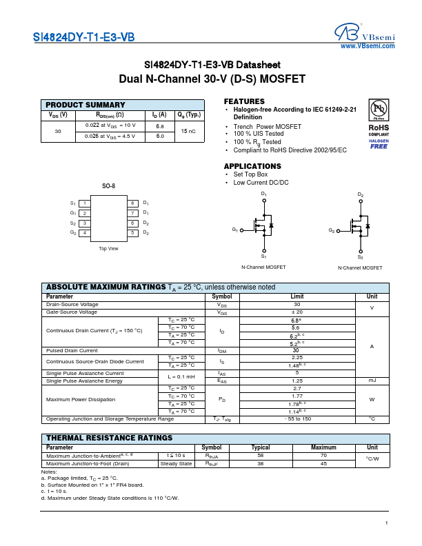 SI4824DY-T1-E3 Datasheet Preview