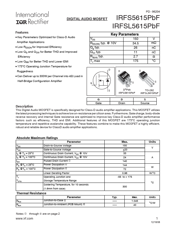 IRFSL5615PbF