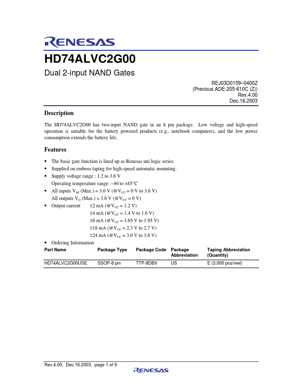 HD74ALVC2G00