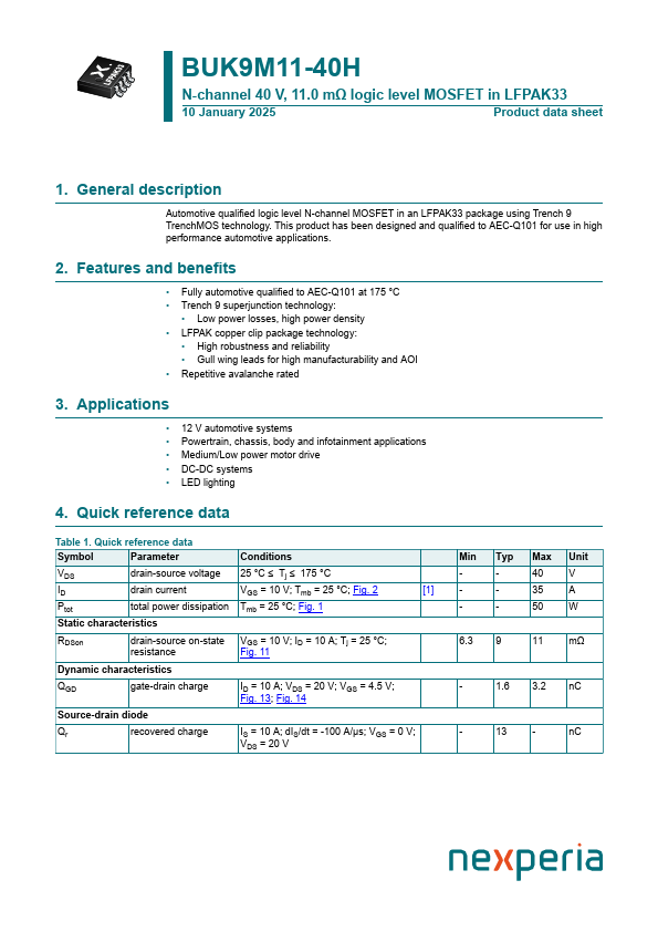 BUK9M11-40H Datasheet Preview