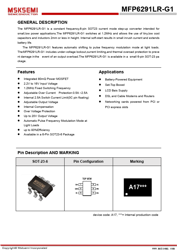 MFP6291LR-G1 Datasheet Preview