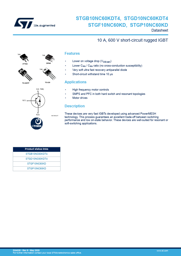 STGB10NC60KDT4