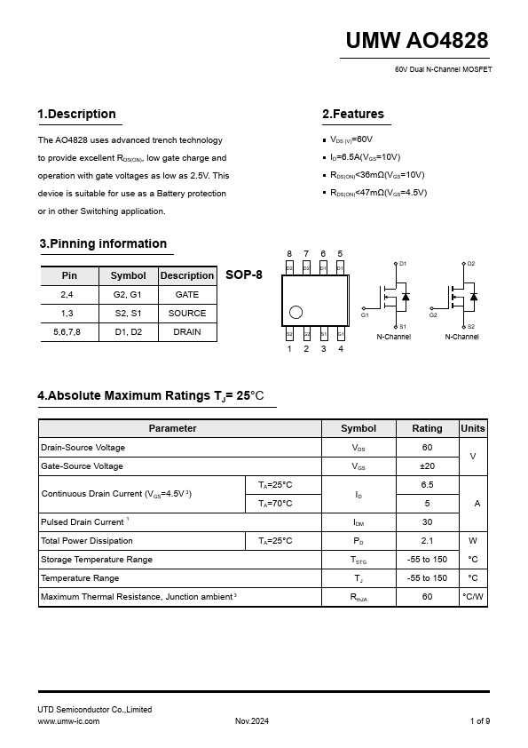 AO4828 Datasheet Preview