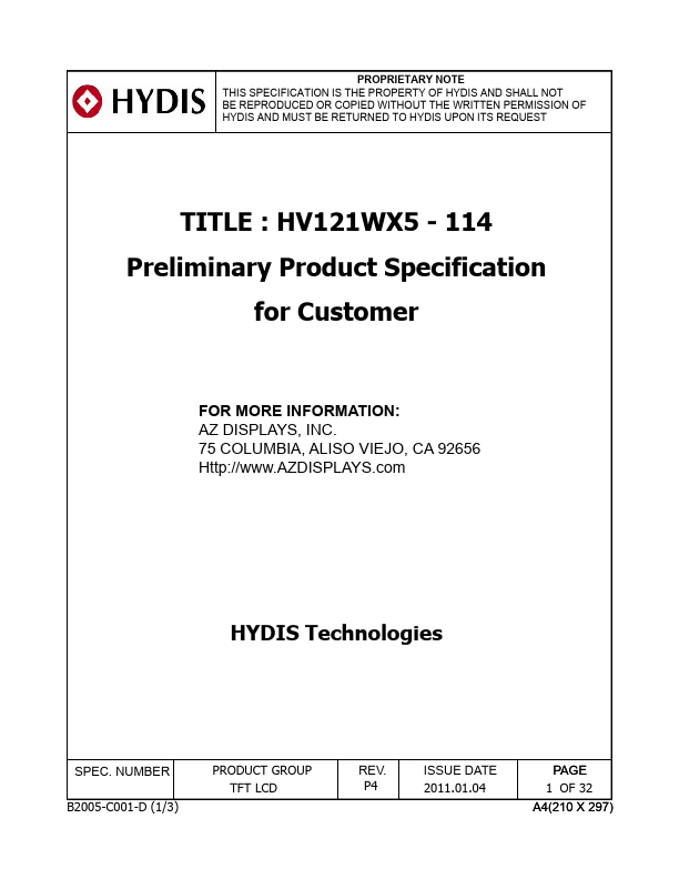 HV121WX5-114