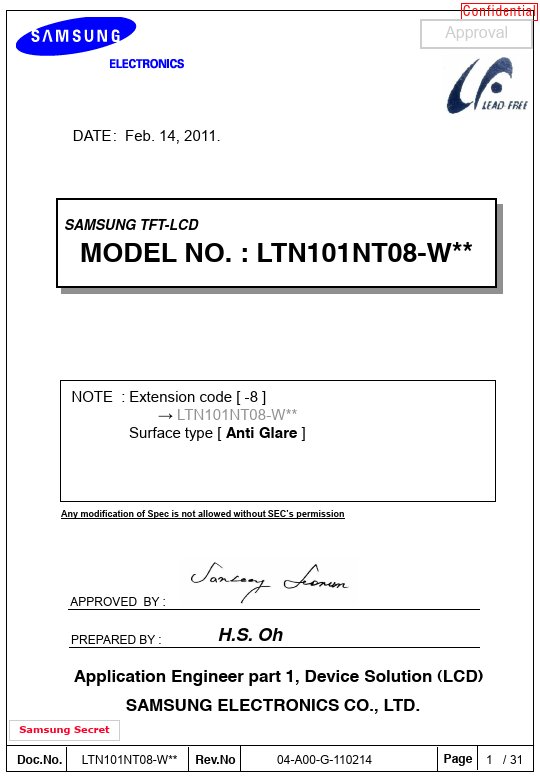 LTN101NT08-Wxx