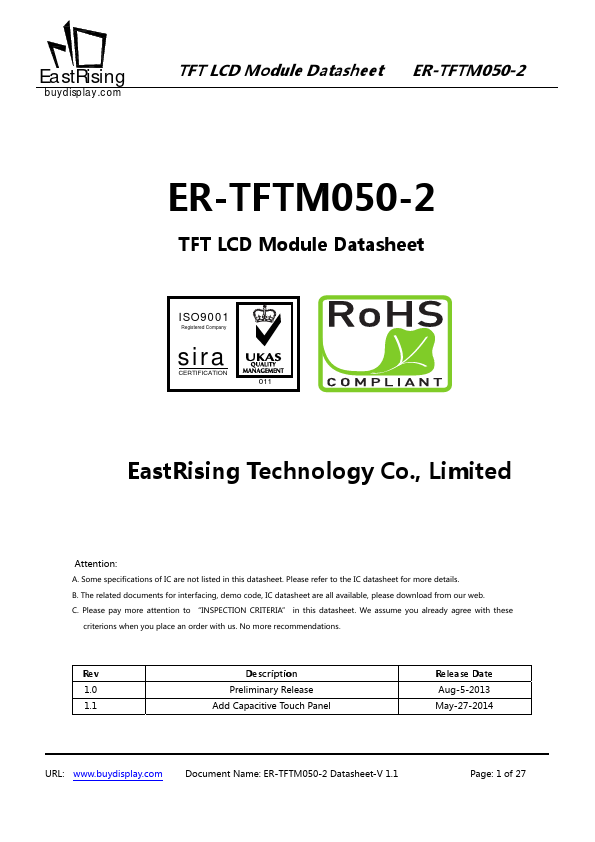 ER-TFTM050-2 Datasheet Preview