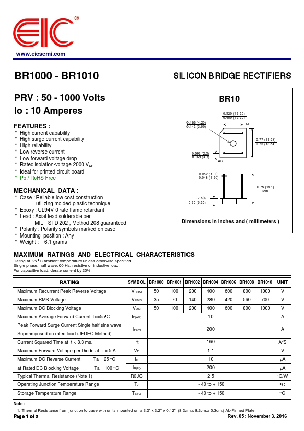 BR1004 Datasheet Preview